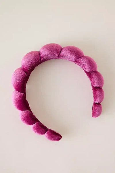 By Anthropologie Grwm Velvet Bubble Headband In Pink