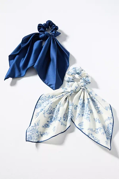 By Anthropologie Hair Scarf Scrunchies, Set Of 2 In Blue
