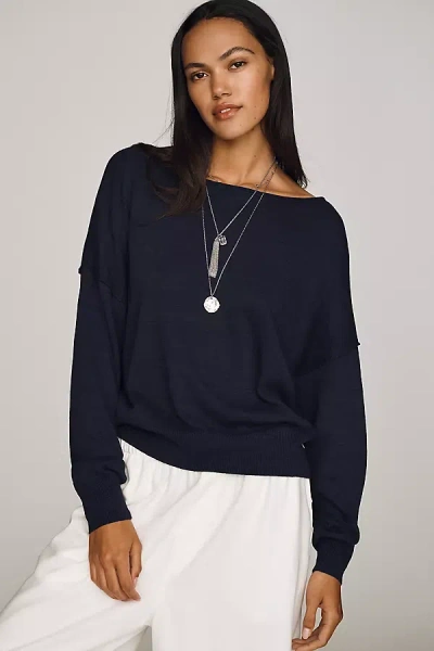 By Anthropologie Haley Cotton Linen Sweater In Blue