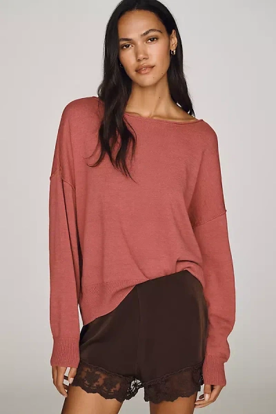 By Anthropologie Haley Cotton Linen Sweater In Pink