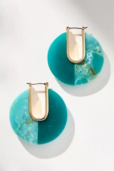 By Anthropologie Half & Half Colored Hoop Earrings In Blue