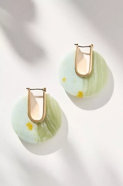 By Anthropologie Half & Half Colored Hoop Earrings In Green