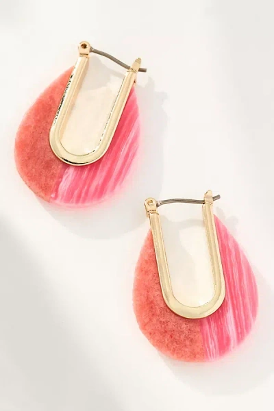 By Anthropologie Half & Half Oval Huggie Hoop Earrings In Pink
