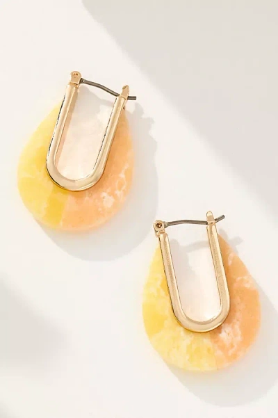 By Anthropologie Half & Half Oval Huggie Hoop Earrings In Yellow