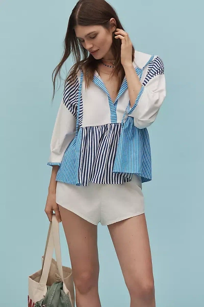 By Anthropologie Half-sleeve Swing Top In White