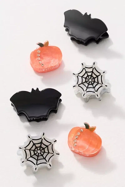 By Anthropologie Halloween Mini Hair Claw Clips, Set Of 6 In Black