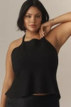 By Anthropologie Halter Open-back Sweater Tank Top In Black