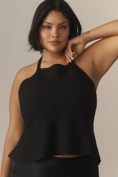By Anthropologie Halter Open-back Sweater Tank Top In Black