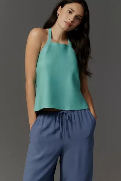 By Anthropologie Halter Open-back Sweater Tank Top In Blue