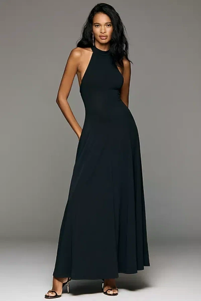 By Anthropologie Halter Open-back A-line Maxi Dress In Black