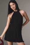 By Anthropologie Halter Plissé Romper In Black
