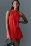 By Anthropologie Halter Plissé Romper In Pink