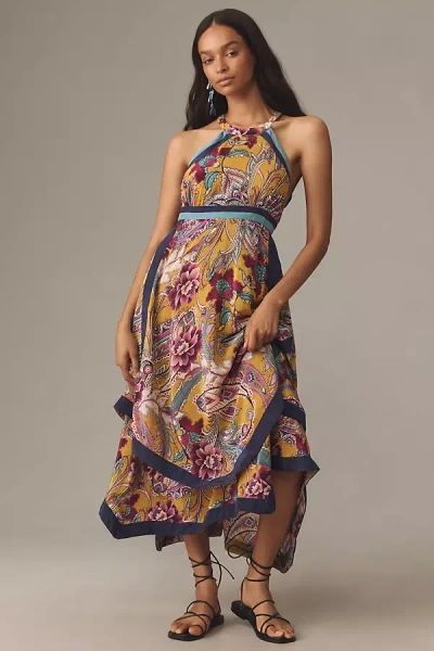 By Anthropologie Halter Tiered Maxi Dress In Multicolor