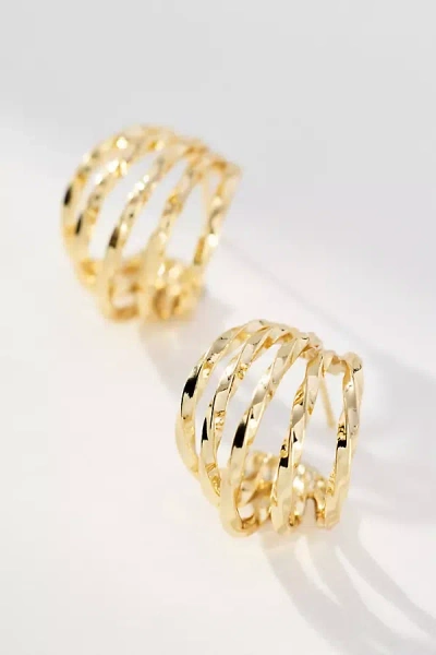 By Anthropologie Hammered Cage Huggie Earrings