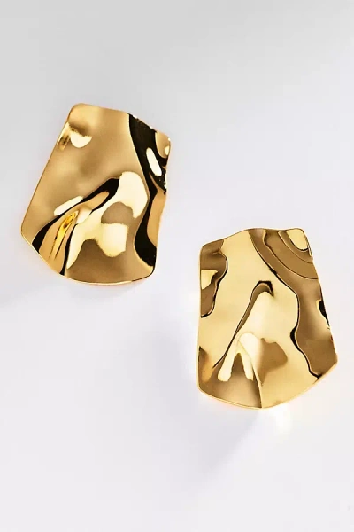 By Anthropologie Hammered Metal Post Earrings In Gold