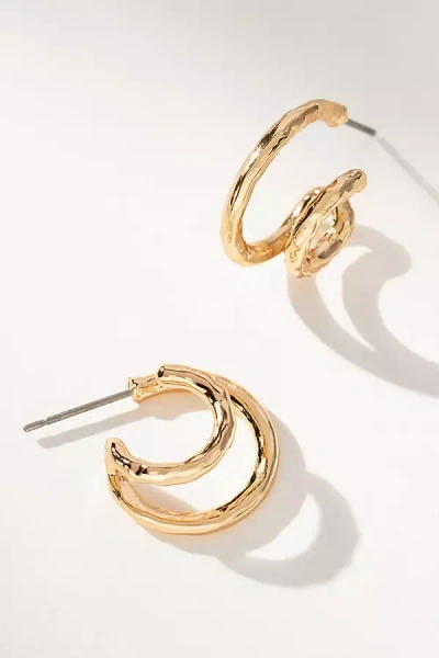 By Anthropologie Hammered Spiral Earrings In Gold