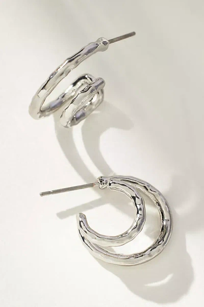 By Anthropologie Hammered Spiral Earrings In Silver