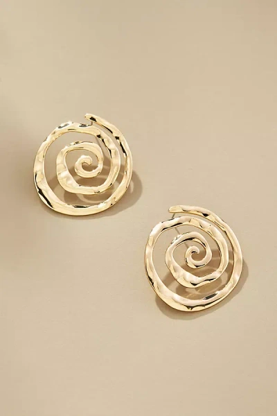 By Anthropologie Hammered Spiral Post Earrings In Gold