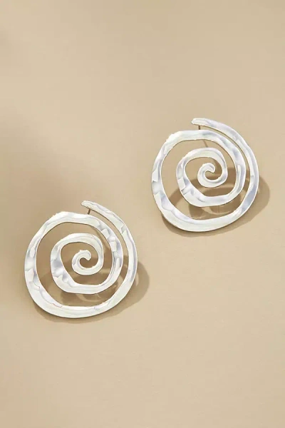 By Anthropologie Hammered Spiral Post Earrings In White