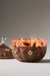 BY ANTHROPOLOGIE HANDPAINTED WHITE BIRCH & PUMPKIN GLASS PUMPKIN CANDLE