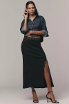 By Anthropologie Hardware Detail Ribbed Midi Skirt In Black