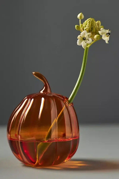 By Anthropologie Harvest Glass Bud Vase In Orange