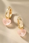By Anthropologie Heart Hoop Earrings In Pink