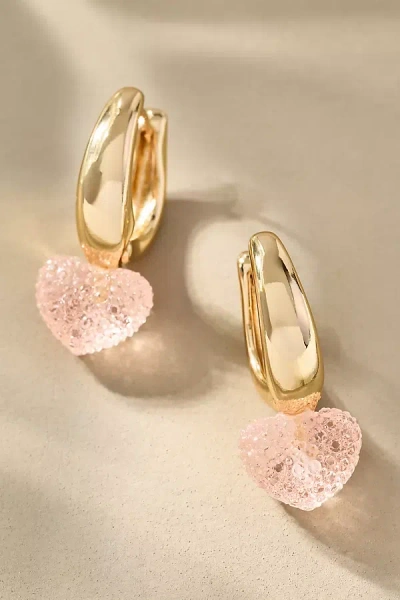 By Anthropologie Heart Hoop Earrings In Pink