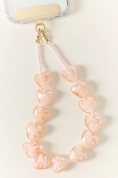 By Anthropologie Heart Icon Beaded Phone Chain In Red