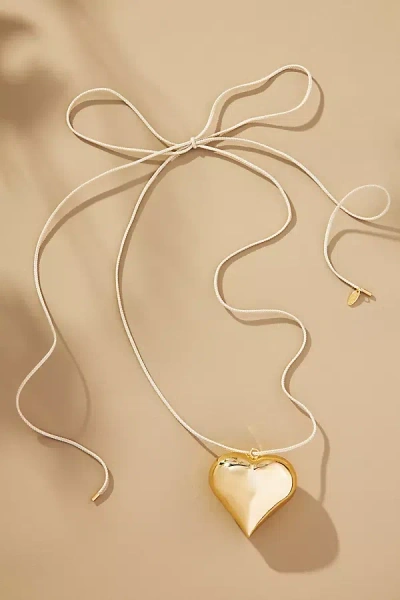 By Anthropologie Heart Pendant Rope Necklace In Beige