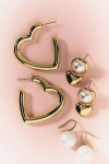 By Anthropologie Heart-shaped Hoop Earrings In Gold