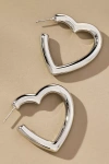 By Anthropologie Heart-shaped Hoop Earrings In Silver