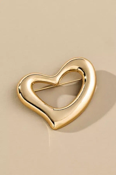 By Anthropologie Heart Silhouette Brooch In Gold
