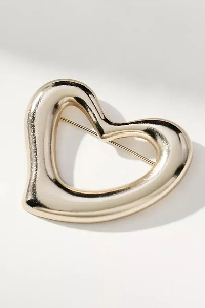 By Anthropologie Heart Silhouette Brooch In Gold