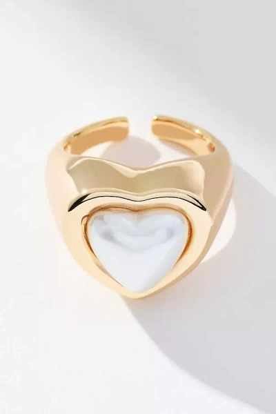 By Anthropologie Heart Stone Cocktail Ring In Gold