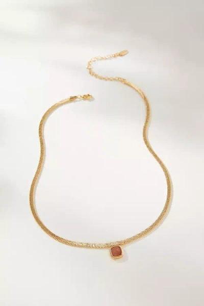 By Anthropologie Herringbone Stone Necklace In Gold