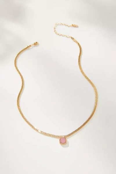 By Anthropologie Herringbone Stone Necklace In Pink