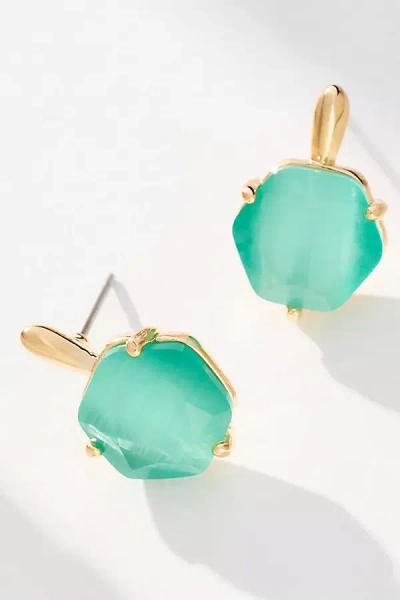 By Anthropologie Hexagon Stone Post Earrings In Blue
