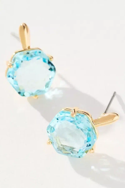 By Anthropologie Hexagon Stone Post Earrings In Blue