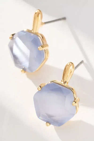 By Anthropologie Hexagon Stone Post Earrings In Blue