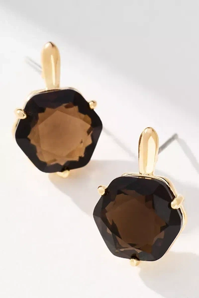 By Anthropologie Hexagon Stone Post Earrings In Gray