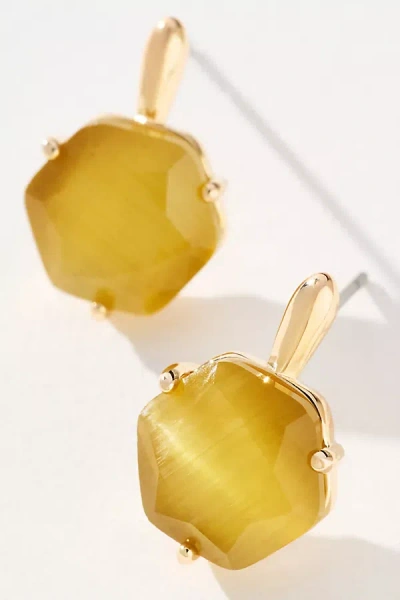 By Anthropologie Hexagon Stone Post Earrings In Green