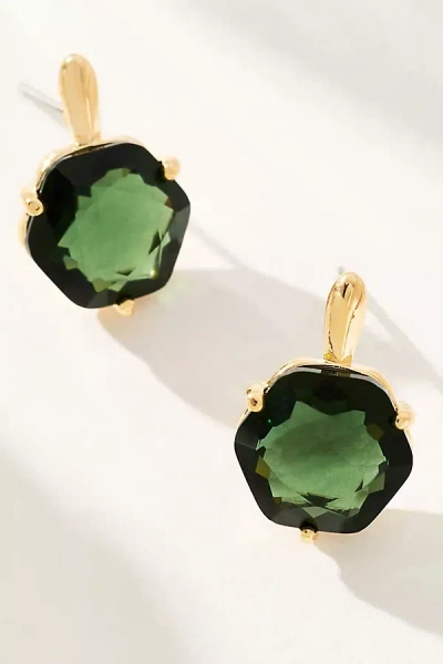 By Anthropologie Hexagon Stone Post Earrings In Green