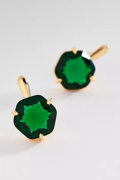 By Anthropologie Hexagon Stone Post Earrings In Green