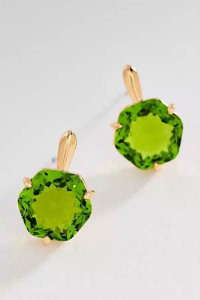 By Anthropologie Hexagon Stone Post Earrings In Green