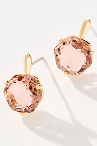 By Anthropologie Hexagon Stone Post Earrings In Pink