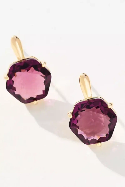 By Anthropologie Hexagon Stone Post Earrings In Purple