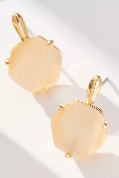 By Anthropologie Hexagon Stone Post Earrings In White