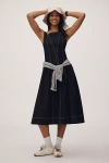By Anthropologie High-neck Seamed Midi Dress In Black