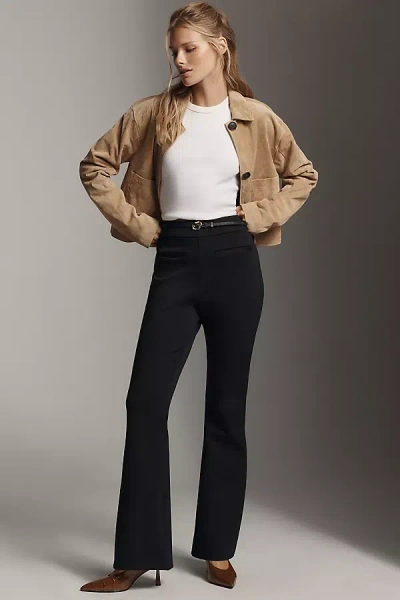 By Anthropologie High-rise Flare Knit Pants In Black